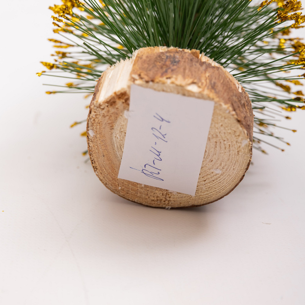 Новогодняя настольная елка золотая Стрела 25 см на деревянной подставке SOK-М-12-4 Киев - изображение 4