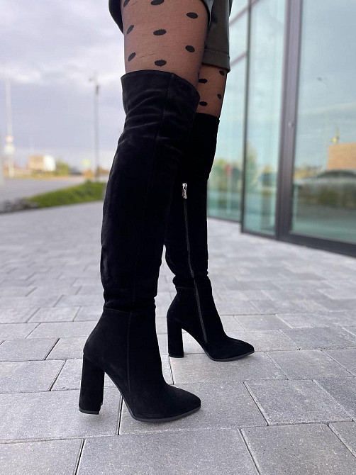 Nivelle Ботфорти жіночі NIVELLE чорні натуральна замша зима євро-хутро висота 50см обхват гоміл Коломия - фото 7