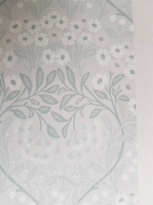 Шпалери флізелінові еко Rasch Sophia 0.53х10 рослинний принт квіти листя маленькі польові білі на сірому Київ - фото 2