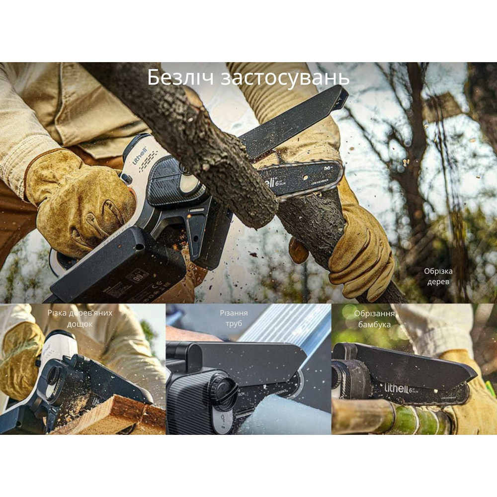 Акумуляторна міні-пила безщіткова, живлення від павербанку (УМБ Litheli Power Bank 10000 mAh, 45 W, 2А в комплекті) Київ - фото 12