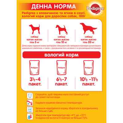 Вологий корм для собак Pedigree Яловичина, ягня в соусі 100 г (5900951262531) Вінниця