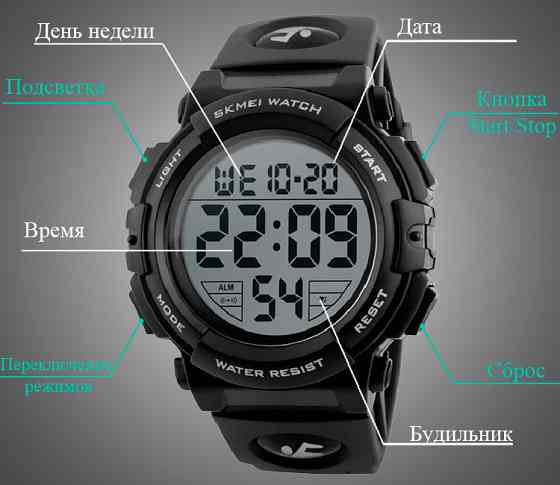 Мужские спортивные наручные часы Skmei 1258 Черный Киев