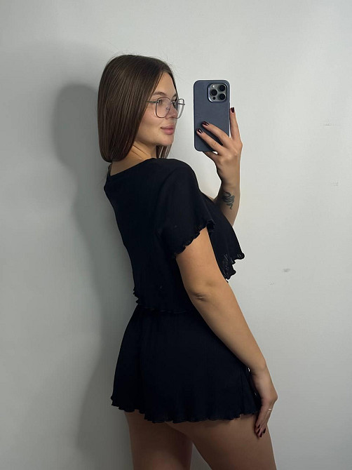 Трикотажний жіночий комплект для дому Чорний M-L Харків - фото 2