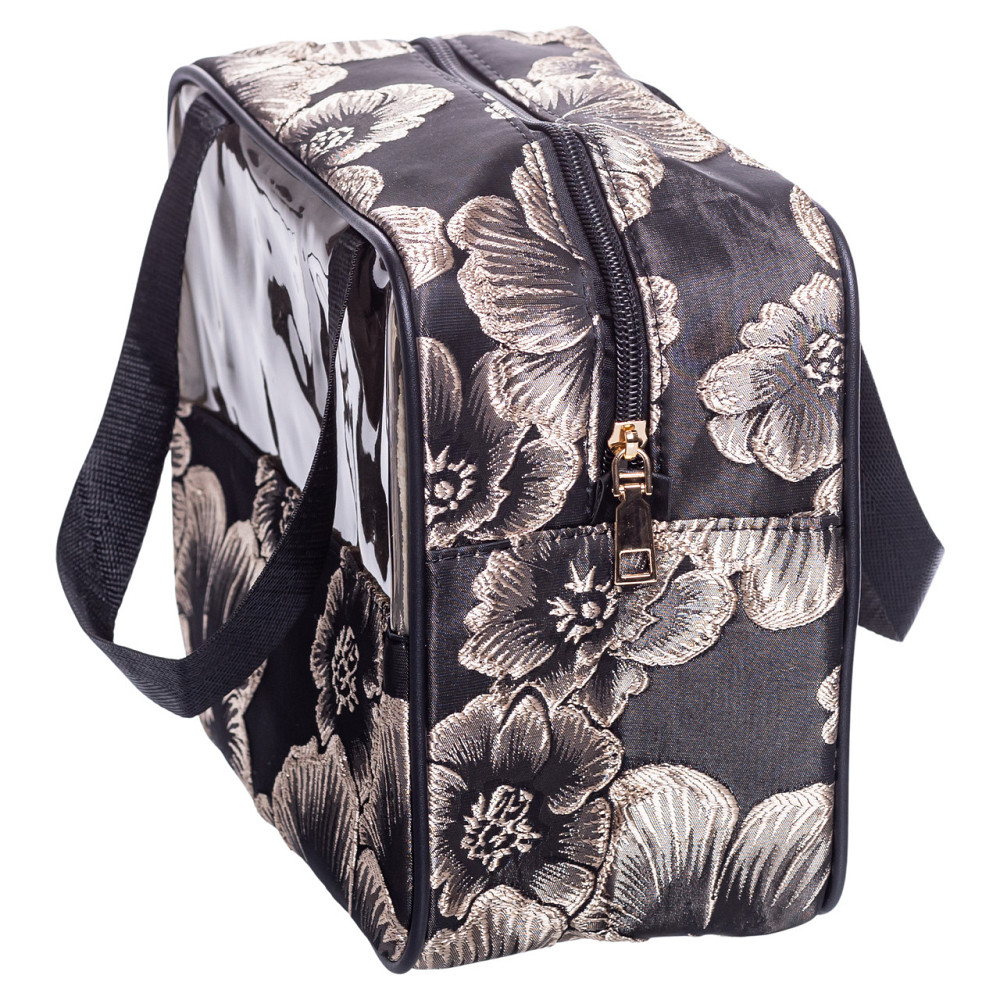 Набір прозорих жіночих косметичок для дому 2 (шт) дорожня косметичка в сумку для косметики, макіяжу, ліків, пензлів Чорний HP-16-1KB Коломия - фото 8