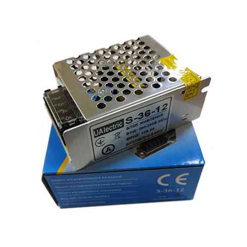 Блок живлення перфорований UAlectric 12В 3А 36Вт, імпульсний адаптер для LED-стрічок і CCTV Київ
