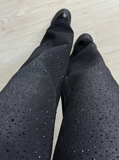 Джинсы женские Allure 1136-26 палаццо ровные со стразами черные, черный, 29, 29, 76 см, 106 см Киев - изображение 8