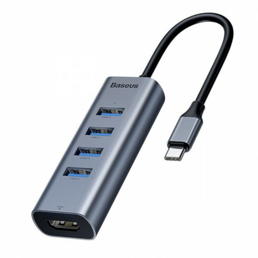 USB-Hub Baseus Enjoy series Type-C to USB3.0*4+HD4K HD intelligent HUB adapter Grey Київ - фото 1