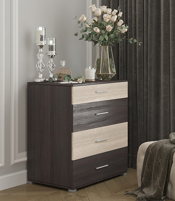 Комод Еверест на 4 ящики Бриз К-5 (телескопи) 70х38х72.5 венге + дуб молочний (DTM-2490) Львів - фото 3