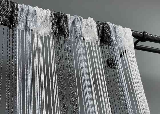 Шторы-нити с люрексом Черный с серо-белым 300х300см 1 шт (61-076) Киев