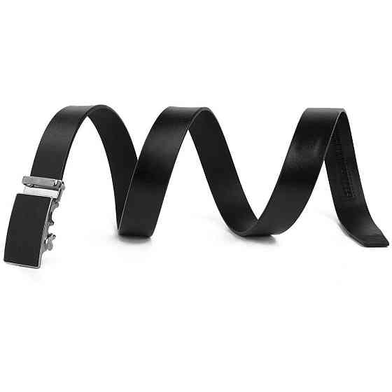 Ремінь чоловічий c сріблястою пряжкою з чорною вставкою Vintage 20328 Чорний Київ