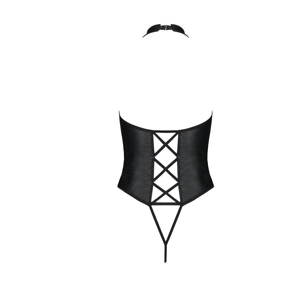 Боді з еко-шкіри з імітацією шнурівки та відкритим доступом Passion NANCY BODY XXL/XXXL, black Sex Aura Київ - фото 4