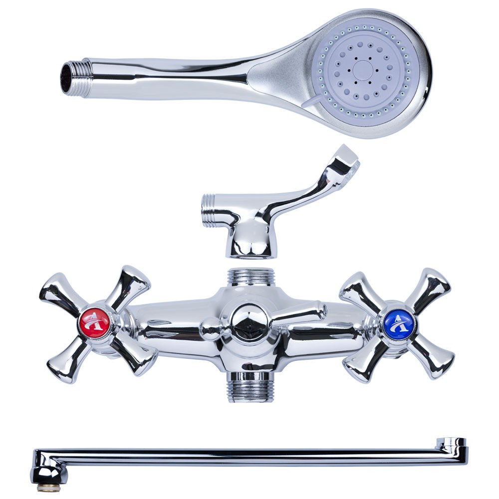 AQUATICA Смеситель PL 1/2" для ванны гусак прямой 350мм дивертор встроенный шаровый AQUATICA PL Коломыя - изображение 4