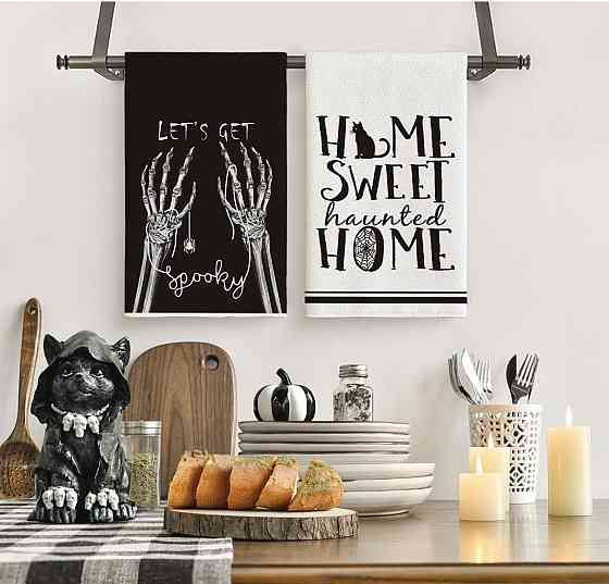 Набір святкових кухонних рушників з тематичними написами Хелловіну 4шт Луцк