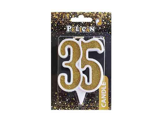 Свеча юбилейная 35 ЗОЛОТО 7см. ТМ PELICAN Киев