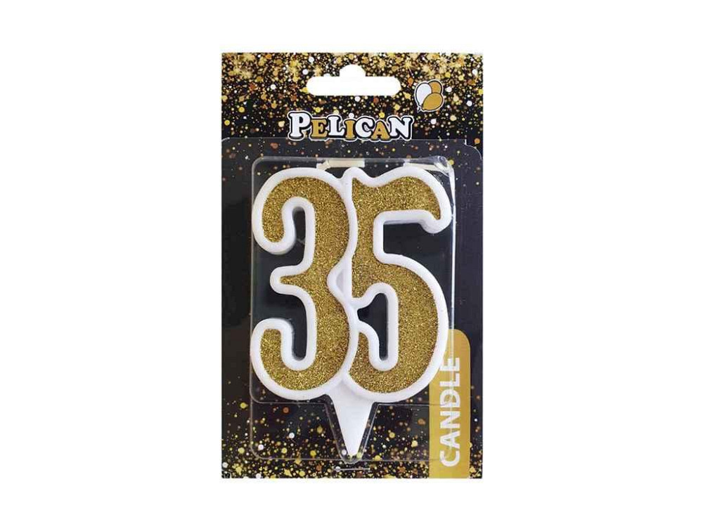 Свеча юбилейная 35 ЗОЛОТО 7см. ТМ PELICAN Киев - изображение 1