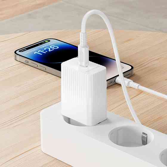 Мережевий зарядний пристрій з кабелем BOROFONE BAS73A Source single port PD20W charger set (C to iP) (EU) White Одеса