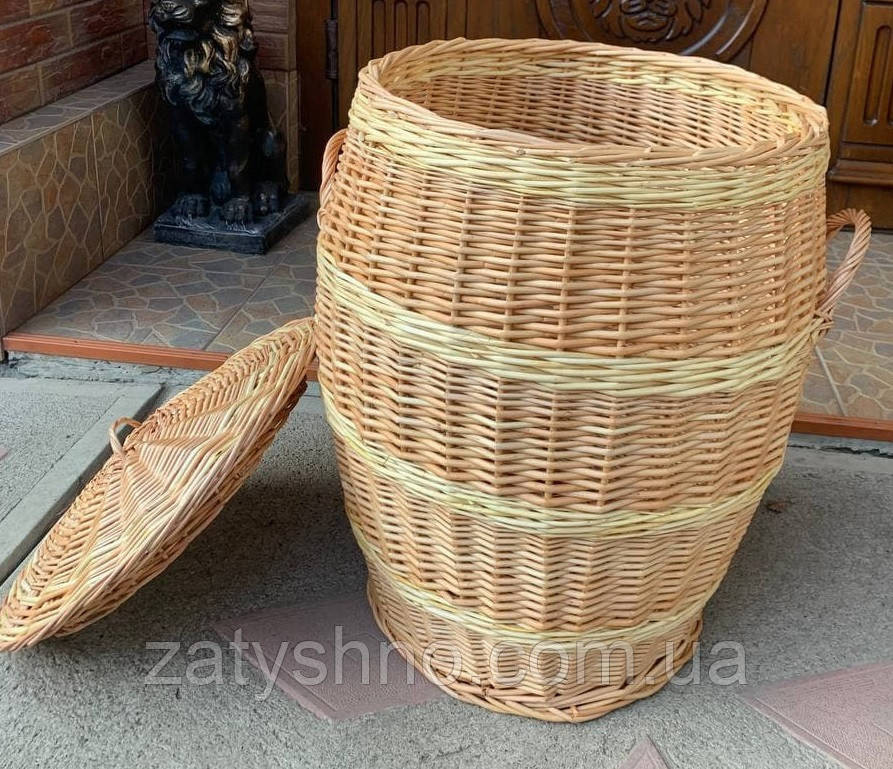Кошик-бочка висока плетена з лози Київ - фото 2