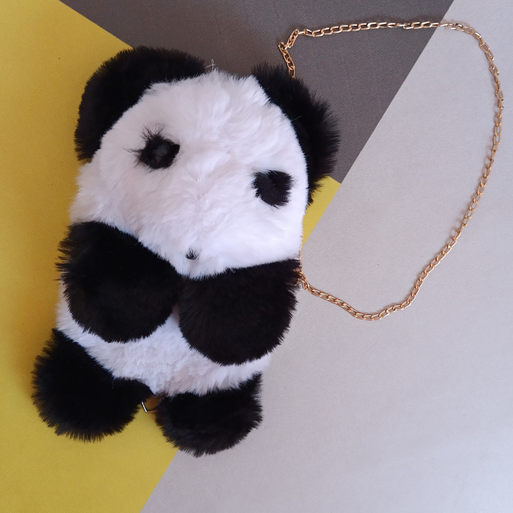 Плюшевий рюкзак сумка 2 в 1 Панда черная детская плюшевая Киев - изображение 2