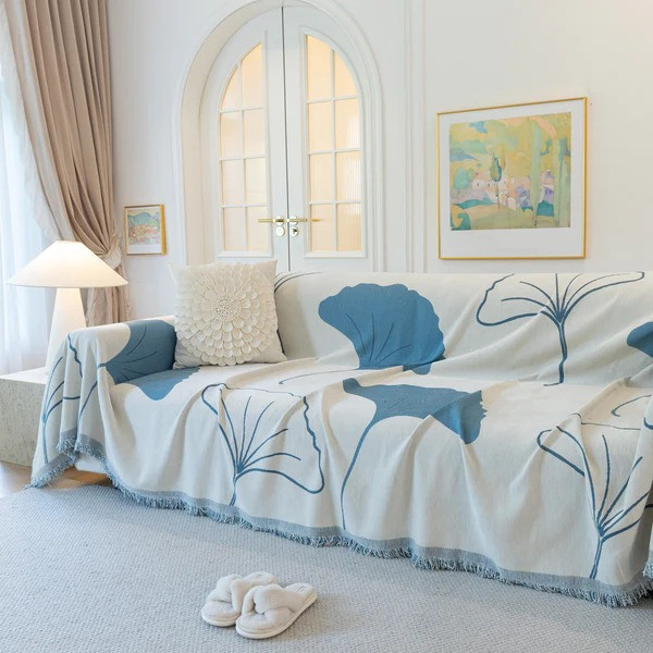 Плед покрывало на диван или кровать,чехол накидка 180х230 см для мягкой мебели синий с белым Каменец-Подольский - изображение 7