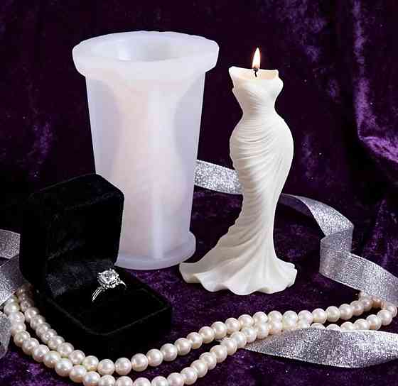 Силіконовий молд свічка вечірня сукня 3D, форма плаття для свічок гіпсу епоксидної смоли Київ