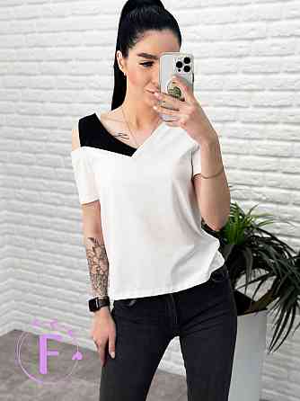 Трикотажна футболка "Black&White" оптом | Норма і батал Білий, 42-44 Київ