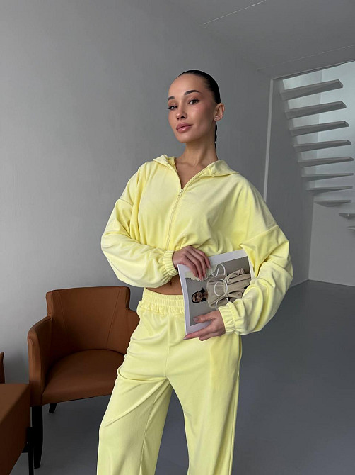 Жіночий велюровий костюм двійка: худі на блискавці і штани Одеса - фото 2