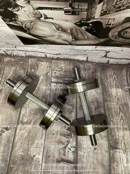 Гантели наборные 2 по 18 кг + Переходник для штанги Гантели, гири, штанги и диски металлические без покрытия Киев - изображение 6