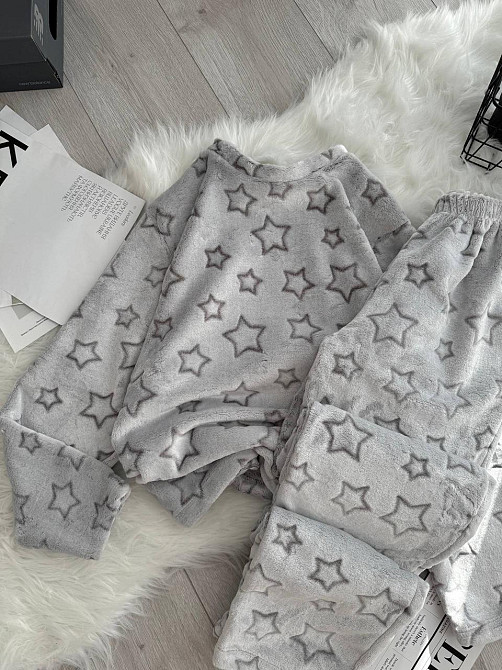 Женская теплая повседневная домашняя махровая пижама турецкая двусторонняя махра Одесса - изображение 6