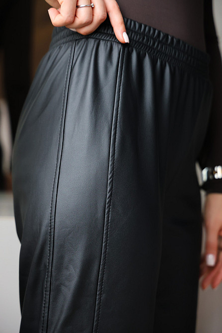 Прямые кожаные штаны на меху Choice Батал 54-56, Черный Киев - изображение 10