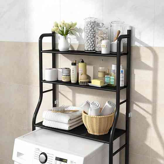 Стелаж для зберігання над пральною машиною, LAUNDRY RACK TW-106, Чорний / Полиця над унітазом / Полиця стелаж у ванну Київ