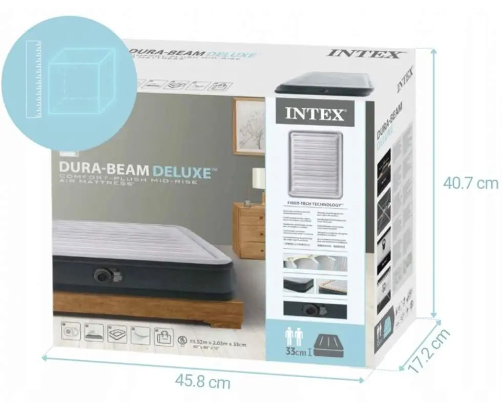 Надувная двухместная кровать Intex со встроенным электронасосом 203 х 152 х 33 см. Киев - изображение 2