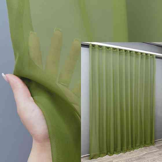 Тюль шифон однотонный, цвет оливковый Киев