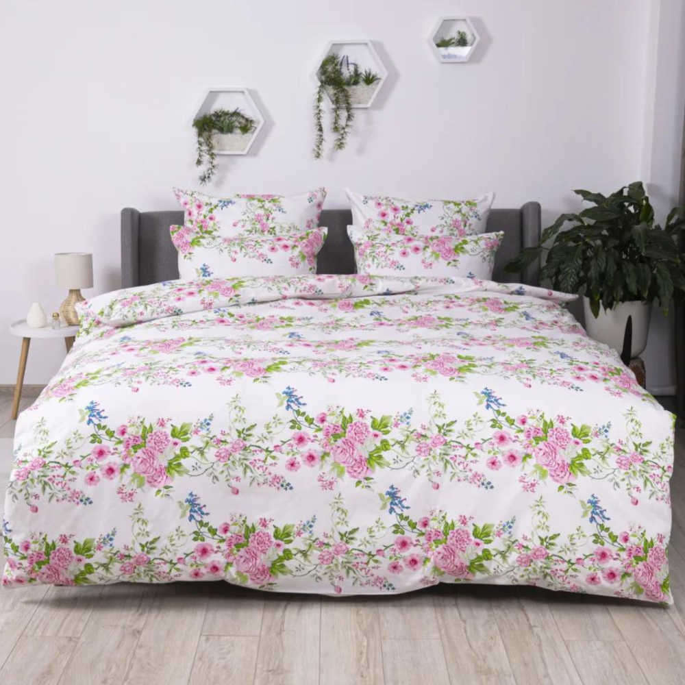 Постільна білизна полуторна бязь ТЕП SOFT DREAMS постіль полуторка квіти рожевий Одеса - фото 1