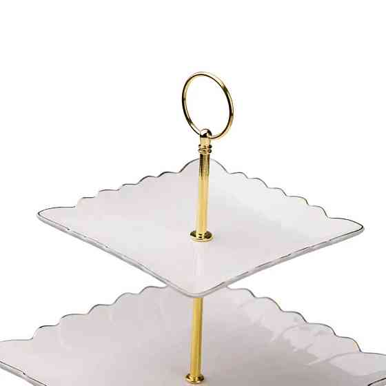 Этажерка для фруктов и десертов 3- ярусная квадратная, белая HP-7-730 Киев