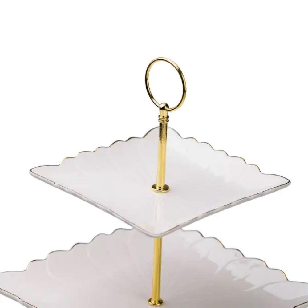 Этажерка для фруктов и десертов 3- ярусная квадратная, белая HP-7-730 Киев - изображение 3