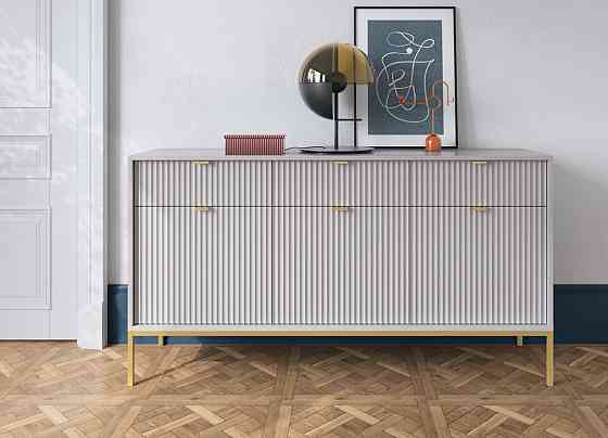 Комод Perfect Home Нова / Nova 3-дверний з 3 шухлядами і золотими ніжками KSZ154 Сірий (PFH-091243) Дніпро
