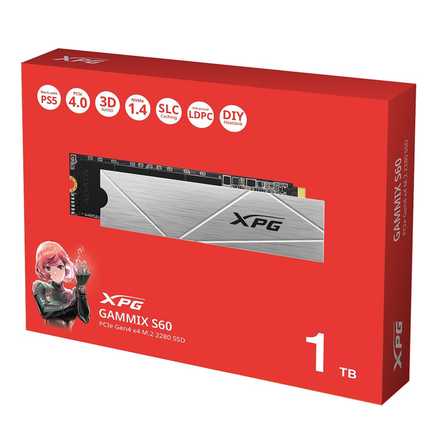 SSD диск накопичувач M.2 ADATA GAMMIX S60 1TB 2280 PCIe 4x4 NVMe 3D NAND Read / Write:5000 / 3200 MB / sec AGAMMIXS60-1T-CS Одеса - фото 2