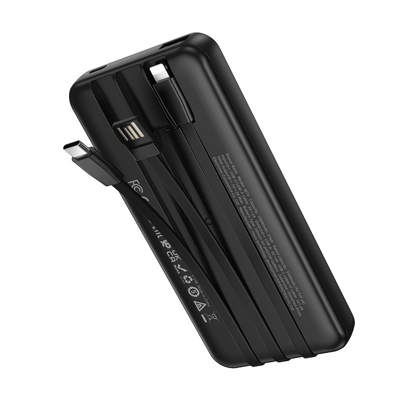 Внешний аккумулятор BOROFONE BJ79 Clever power bank with 3 cables(10000mAh) Black Киев - изображение 4
