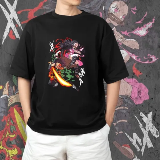 Футболка для подростка мальчика с принтом Клинок, рассекающий демонов Танджиро і Незуко 2 Размер 160 Anime10422 Днепр