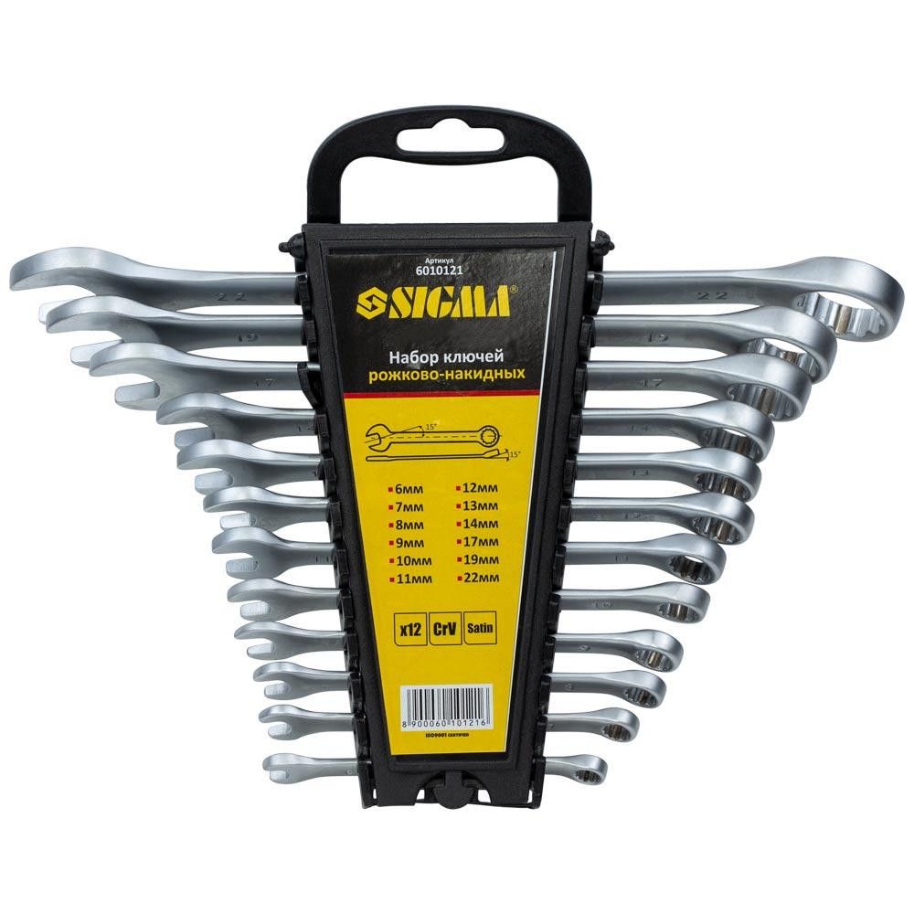 Ключі ріжково-накидні 12 шт 6-22мм CrV SIGMA (6010121) Київ - фото 1
