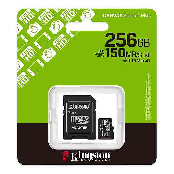 Картка пам'яті MicroSDXC 256 GB UHS-I Class 10 Kingston Canvas Select Plus R150MB/s + SD-адаптер (SDCS3/256GB) Харьков