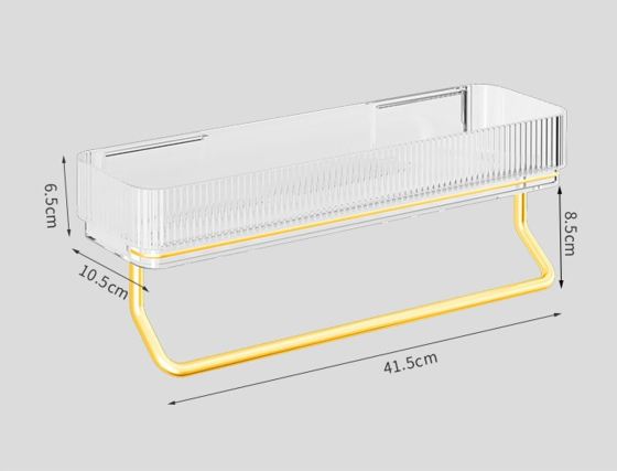 Настенный органайзер для ванной комнаты, полка с держателем для полотенец, 41.5×10.5×6.5см, прозрачный Каменец-Подольский