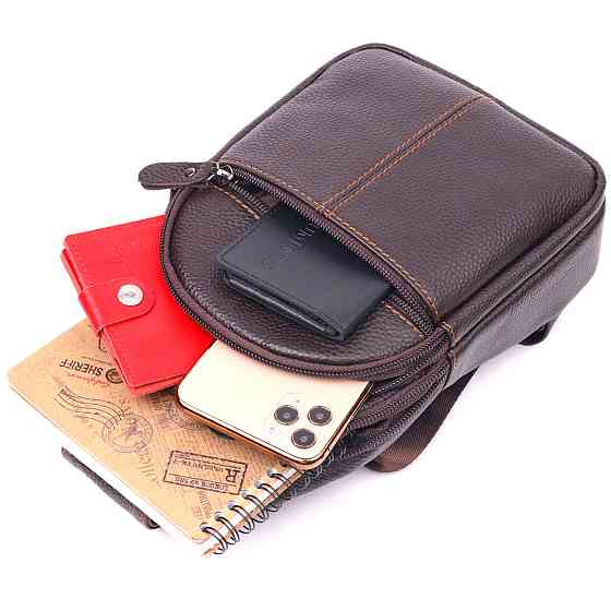 Удобная мужская сумка через плечо из натуральной кожи Коричневая (Vintage) Киев