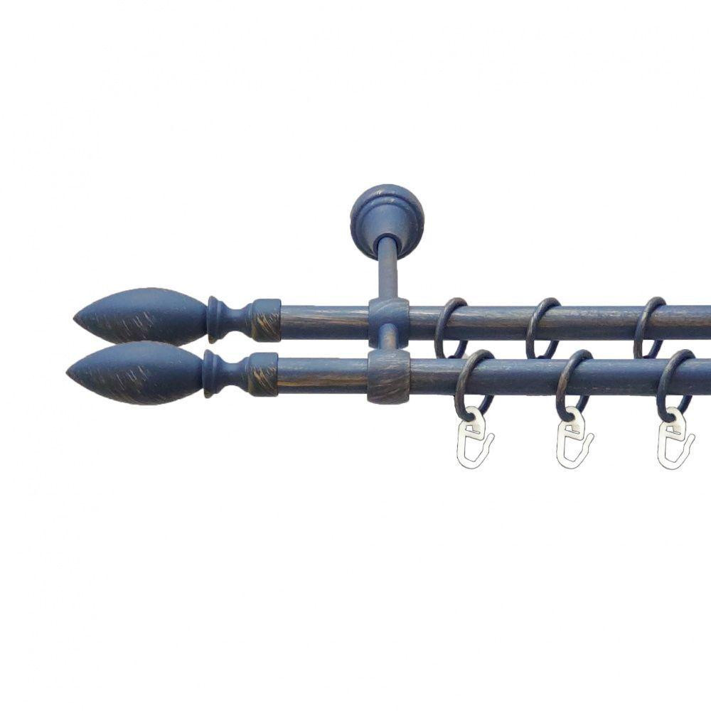 Карниз Orvit Інсана металевий дворядний литий гладка труба кільце металеве Блакить Золота 16\16 мм 240 см (00-00009072) Львів - фото 1