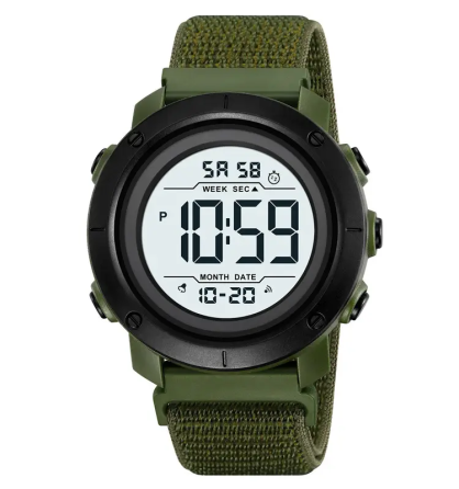 Чоловічий наручний годинник Skmei 2497 з нейлоновим ремінцем (Зелений з білим) Вінниця