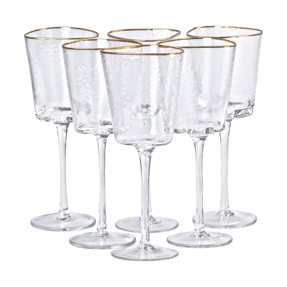 Набір з 6 келихів 350 мл, для вина із золотим обідком HP-16-22 Коломия - фото 1