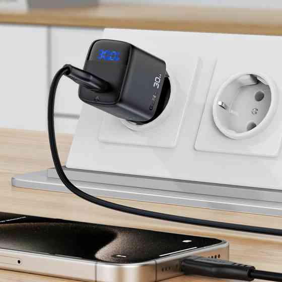 Зарядний пристрій 1xUSB-C 30W Gan A115 Fast Charger + USB-C cable black Acefast Винница