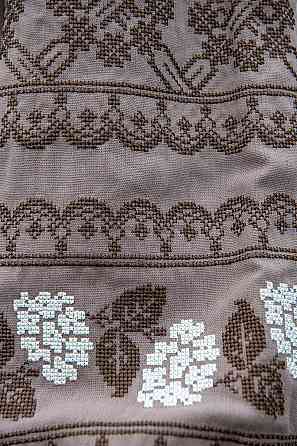 Вишиванка жіноча лляна, кавова топ Київ