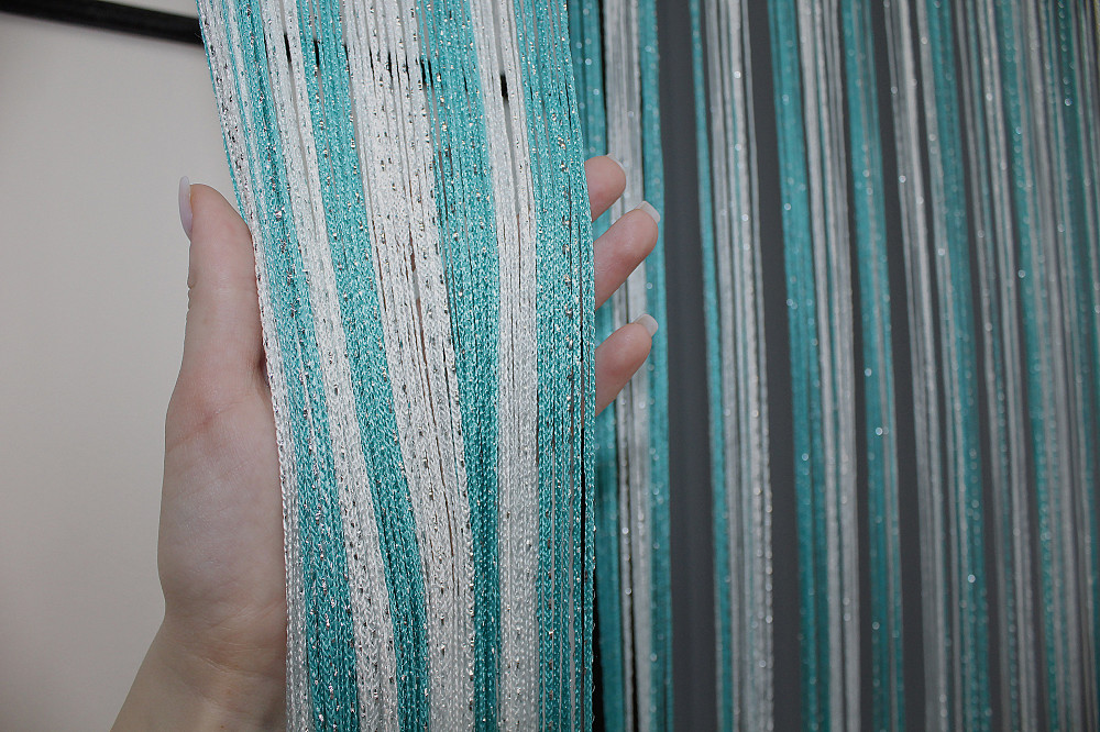 Штори-нитки з люрексом Лазурний з білим 300х300см 1 шт (61-028) Київ - фото 5