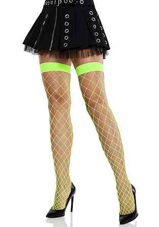 Панчохи у велику сітку Leg Avenue Fence Net Thigh Highs Neon Green, one size Sex Aura Київ